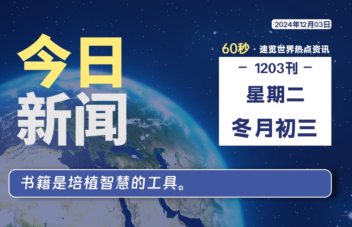 12月03日，星期二, 每天60秒读懂全世界！-墨嘉咨询