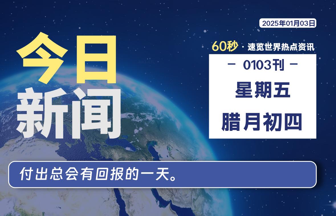 01月03日，星期五, 每天60秒读懂全世界！-墨嘉咨询